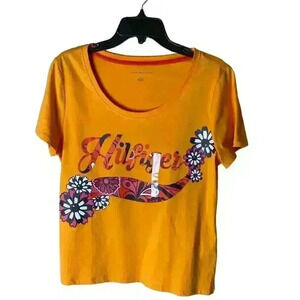 Tommy Hilfiger Women's T-shirt Floral Logo Short Sleeves Top Size Medium NWT